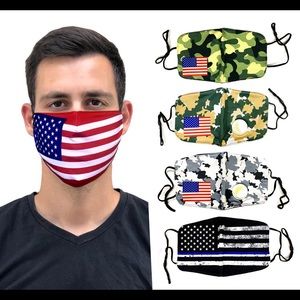 Face masks (5 counts) US flag breathable washable